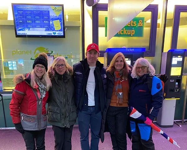 Group of friends at the World Cup Men's Slalom.